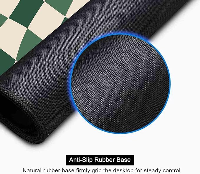 Sage Green Checkered Desk mat, Retro Boho Extra Large Mouse Pad, Abstract Wavy Desk Protector Pad, Minimal Pattern Aesthetic Writing Mat for Computer & Laptop Home Office, 31.5 X 11.8 in