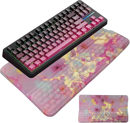 Keyboard Stand with Wrist Rest Pink Keyboard Pad with Wrist Support Marble Keyboard Wrist Rest for Computer Keyboard Stand for Desktop Ergonomic Keyboard Tilt Riser for Desk Office Home Gaming Room