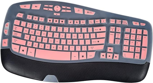 Keyboard Cover for Logitech K350 MK550 MK570 Wireless Wave Keyboard Cover Skin Protector, Logitech K350 MK550 MK570 Accessories, Pink