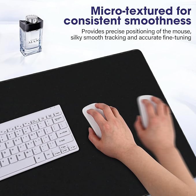 LifetimeWarrantly Full Desk Mouse Pad with Stitched Edges, 35.4” x 15.6” Waterproof Surface & Non-Slip Rubber Base – Ideal for Gaming, Office and Home, Black
