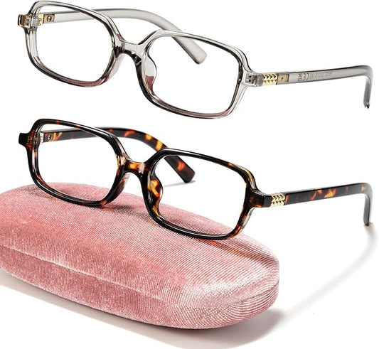 Slocyclub Square Blue Light Blocking Glasses for Women Men Vintage Rectangular Frame Eyeglasses Retro Small Square Glasses