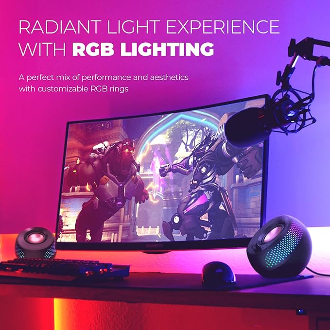 Creative Pebble X 2.0 USB-C Computer Speakers with Customizable RGB Lighting, Bluetooth 5.3, USB Audio, Up to 15W RMS Power for PC and Mac