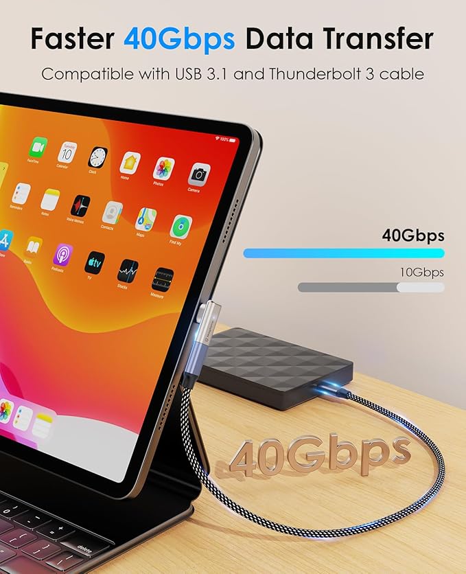 Magtame 2Pack 24Pin 240W Magnetic Right Angle USB C Male to USB C Female Adapter, 40Gbps Type C Adapter Extender 90 Degree, 4K Video for USB 4 Steam Deck, ROG Ally, Switch, PC, Tablet, iPhone 15 16