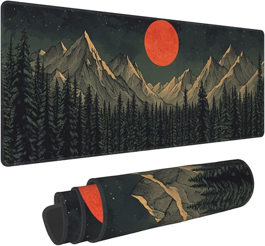 Forest Sun Desk Mat Large Gaming Mouse Pad Forest Sun Extended Mousepad Big in Laptop Computer Mouse Keyboard Mat for Office Desk Decor 31.5x12 in