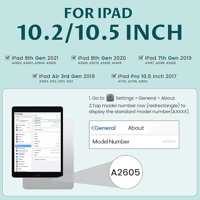 OYEEICE for iPad 9th Generation Case with Keyboard - Detachable Backlit Keyboard - 360 Rotatable Cover with Pencil Holder for iPad 9th/8th/7th Gen, iPad Air 3rd Gen & iPad Pro 10.5" - Teal