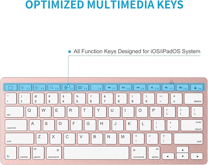 OMOTON Bluetooth Keyboard Compatible with iPad A16 11th 10th Generation, iPad 10.2 (9th/8th/7th), iPad Pro 13/12.9/11 inch, iPad Air 13/11 inch, iPad Air/Mini and More iOS Devices, Pink Gold
