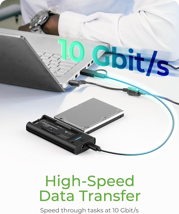 M.2 NVMe/SATA & 2.5”/3.5” Hard Drive Docking Station, ICY BOX SATA to USB Adapter, 10Gbps Hard Drive Reader for M Key & B+M Key NVMe and SATA HDD SSD Hard Drive, Tool-Free Aluminum M.2 SSD Enclosure