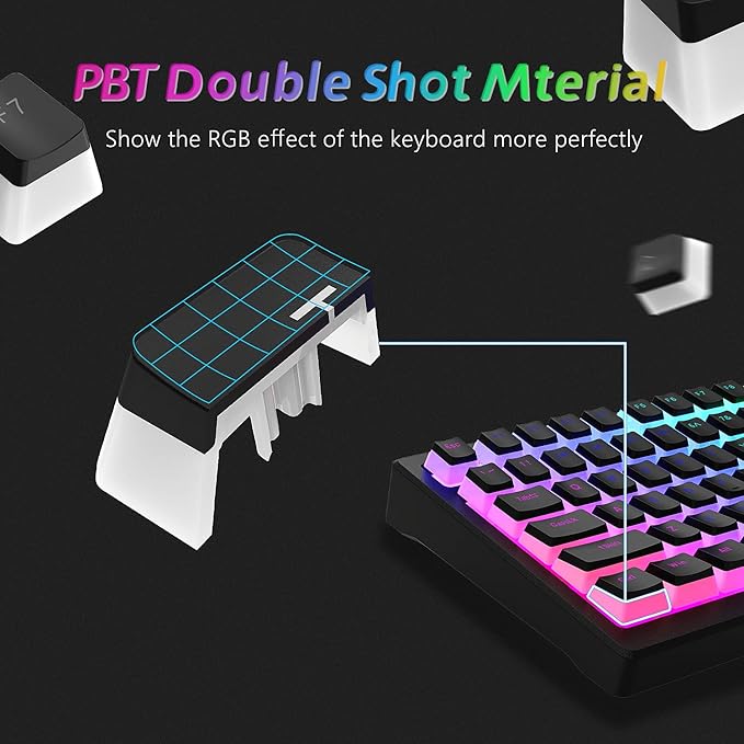 Womier Pudding Keycaps, PBT Shine Through Keycaps 165 Keys Set Custom Key caps Set OEM Profile, Universal Compatiability for 100%, 75%, 65%, 60% Keyboard-Black