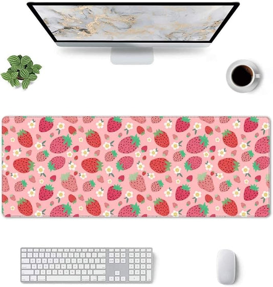 Strawberry Mouse Pad XL Large Mousepad Non Slip Rubber Base Desk Mat for Laptop Computer Gaming 31.5" X 12"