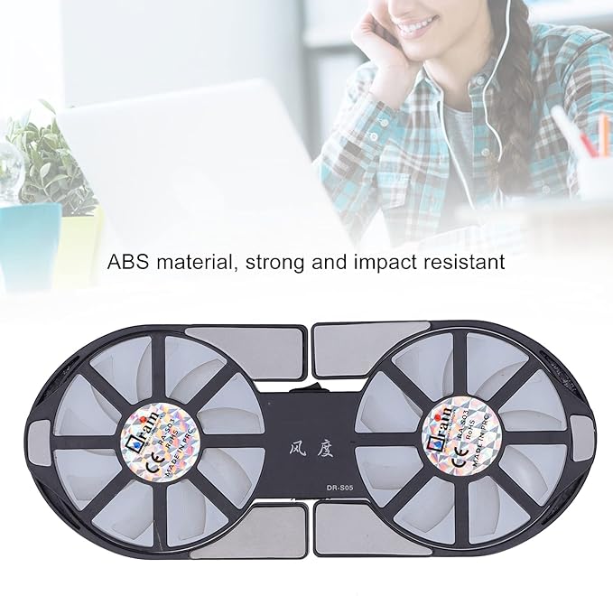 Laptop Cooler Cooling Pad,Portable USB Powered,4Color Laptop Cooling Pad,Foldable Notebook Cooler DualFan,Large Air Volume Radiator Heat Sink,with Blue LED Light(Black)