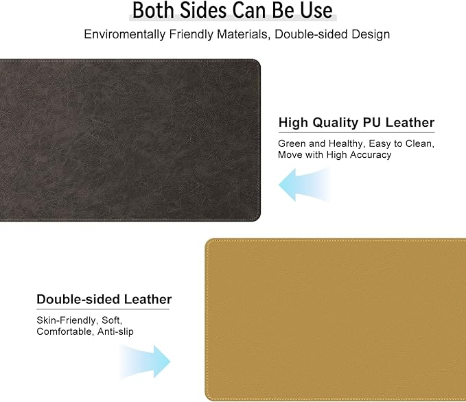 Imitation Crazy Horse Leather Desk Mat - Waterproof Desk Pad - Ideal for Large Mouse Pad and Desk Mats on Top of Desks (Terracotta+Yellow, 33"*13")
