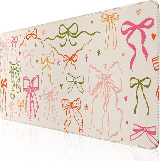 iCasso Desk Mat for Keyboard and Mouse, Large Mouse Pad for Desk, Desk Matt for Desktop, Desk Pad Mat, Anti-Slip Big Mousepad with Stitched Edges for Computer(Colorful Ribbon)
