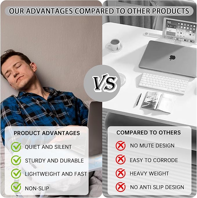 Laptop Desk Foldable Kawaii Bed Desk Table Cute Folding Breakfast Tray Portable Lap Standing Desk Notebook Stand Reading Holder for Bed/Couch/Sofa/Floor (Blue)