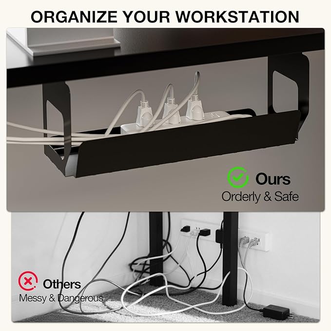 Muvai L Shaped Standing Desk with Cable Management Tray, 59 Inch Height Adjustable Electric Standing Corner Desk, Sit Stand Up Work Table for Home Office, Gaming with Reversible Splice Board, Black
