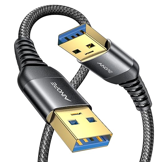 AINOPE USB to USB Cable, USB 3.0 A to A Male to Male Cable [Never Rupture] Double End Type A Cord Compatible with Hard Drive Enclosures, KVM, DVD Player, TV, Laptop Cooler,6.6Ft/Black, 1 Pack