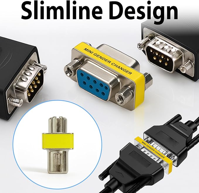 Cyberguys DB9 Gender Changer 3-Pack – Serial Adapter Set Includes DB9 Female to Female, Male to Male, and Male-to-Female – Slimline RS232 Connector Adapter for PC, Modem, POS, Router, Switch, Printer
