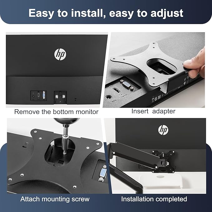 Monitor Arm/Mount VESA Bracket Adapter Compatible with HP Pavilion 22M, 24M, 27M VESA 100 * 100mm 75 * 75mm Black