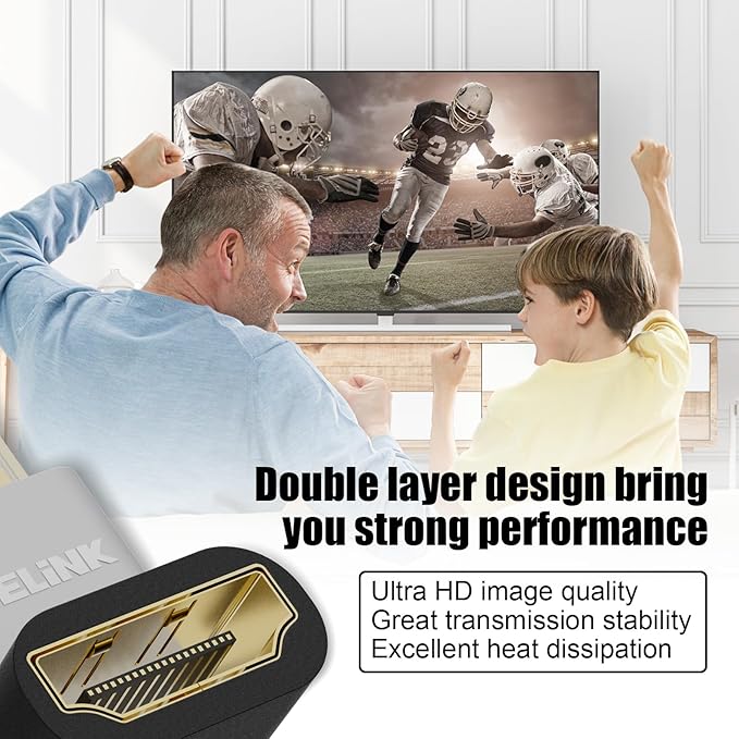 VCELINK HDMI Right Angle Adapter 8K@60Hz, 270 Degree HDMI Adapter Male to Female, HDMI 2.1 Cable with 4K@120Hz, HDR, eARC for for HDTV Switch Laptop PS4 PS5 Xbox, 2-Pack