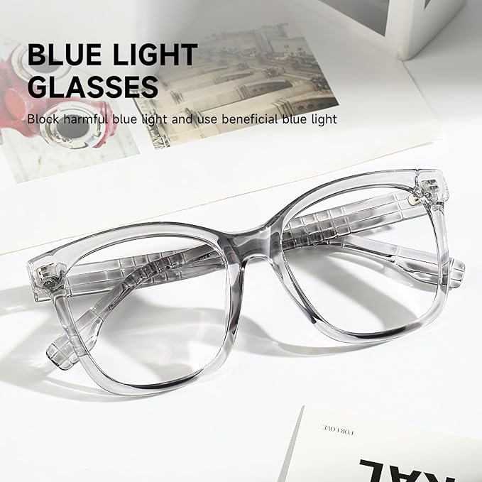 Oversized Square Blue Light Blocking Glasses for Women and Men - Gaming & Computer Anti-Fatigue