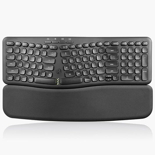Perixx PERIBOARD-636B US, Wireless Ergonomic Compact USB Keyboard - Wireless 2.4G Technology - Build-in Number Pad - Detachable Wrist Rest - - Silent Typing - Black