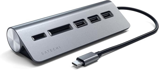 Satechi USB C Hub for Desktop, USB C Hub with 3 USB-A 3.0 Data Ports, Micro/SD Card Readers, USBC Hub for MacBook Air/Pro M5/M4, Dell, HP, Surface, Lenovo - Space Gray