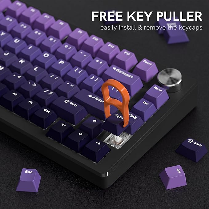 dagaladoo Double Shot PBT keycaps,Gradient Purple caps 75 Percent, 138-keys Cherry Profile Custom keycaps Set for 100% 75% 65% 60% TKL US Layout Mechanical Keyboard（only keycap）