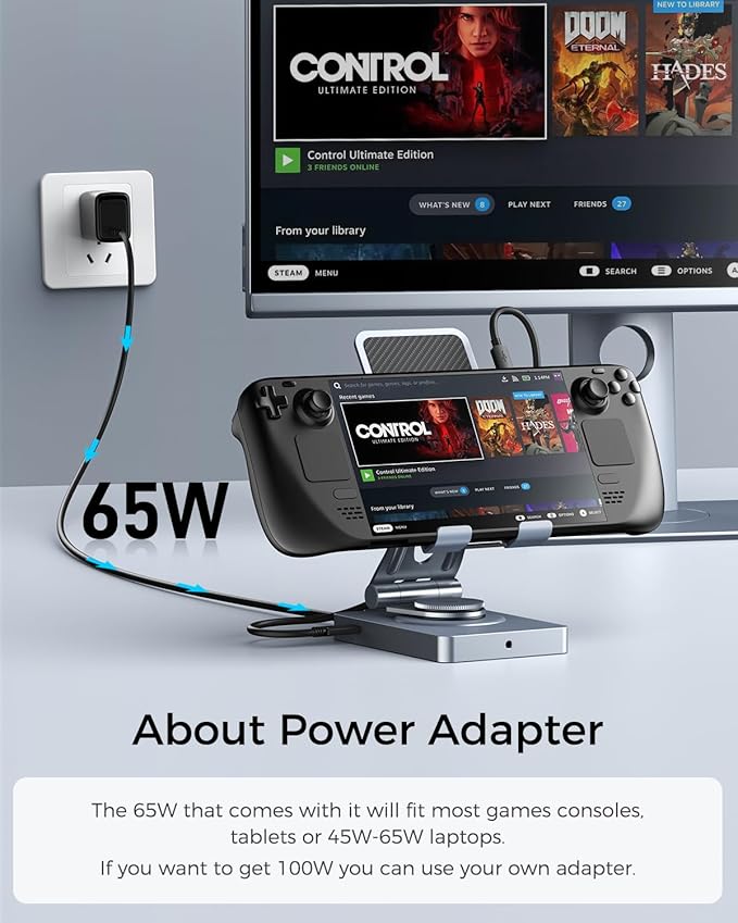 Versatile USB C Docking Station for iPad (USB-C), 11-in-1 with SD TF 4.0 Reader, 4K@60Hz HDMI, RJ45, Audio, USB A, USB c, Rotatable, Also for Tablet, Steam Deck, ROG Ally, Legion Go, with 65W Adapter