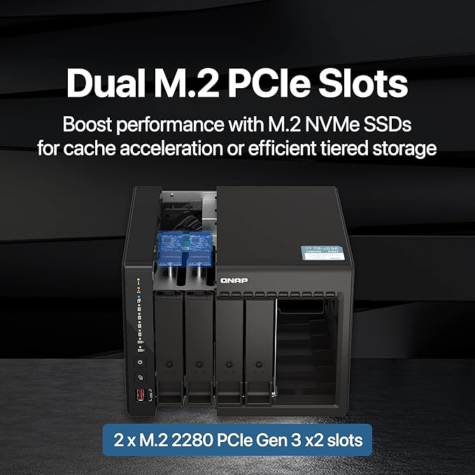 QNAP TS-453E-8G-US 4 Bay High-Performance Desktop NAS with Intel Celeron Quad-core Processor, 8 GB DDR4 RAM and Dual 2.5GbE (2.5G/1G/100M) Network Connectivity (Diskless)