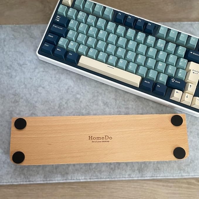 HomeDo Wooden Wrist Rest for Mechanical Keyboards, Support pad for Palm, Ergonomic Rest for Typing and Gaming,Palm Rest,Hand Rest (Beech,11.81”x3.15”(61 Key 60%))