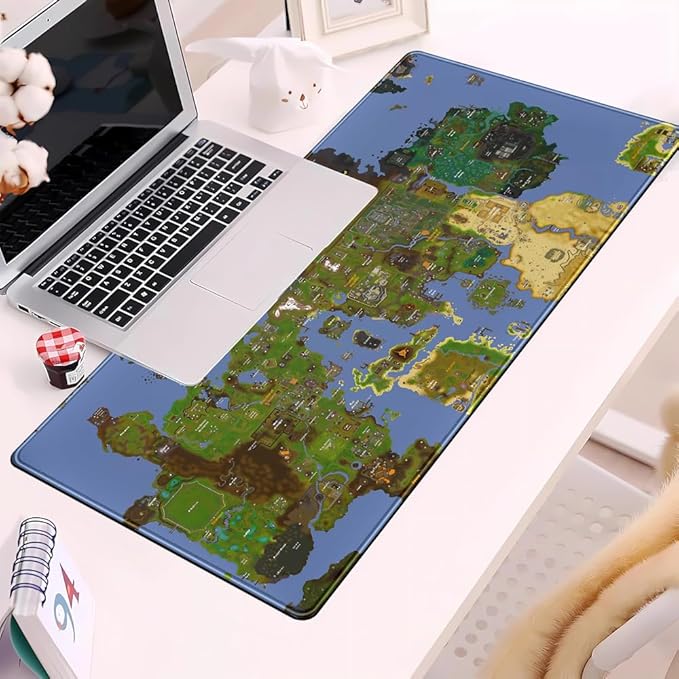 Old School Desk Mat World Map Mouse Keyboard Pad, Gaming Desk Pad Mat XXL Big Mouse Pad Tabletop Game Gift, Laptop Computer Keyboard Pad with Stitched Funny Extra Large Mouse Pad 31.5x15.7 in
