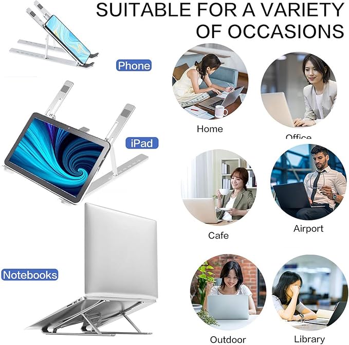 T Legend Laptop Stand for Desk,Very Portable and use Anywhere,Compatible with 9-15 inch Laptops(Plastic-White)