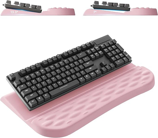 Keyboard Wrist Rest Stand for Desktop, 2 Angle Ergonomic Computer Keyboard Holder Stand, Key Board Riser with Wrist Support, Arm Rest for Office, Home, Desk(Pink)