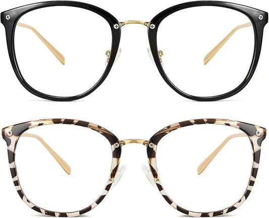 Cyxus 2 Pack Blue Light Glasses for Women, Blue Light Blocking Computer Eyeglasses for Woman Anti Eye Strain Glasses Reduce Headaches