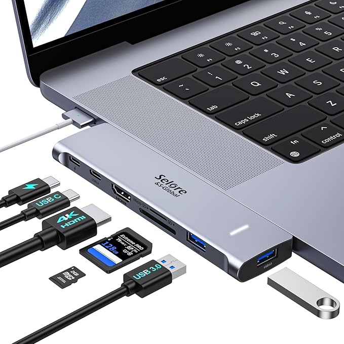 USB C Adapter HDMI Hub for MacBook Pro/Air M1 M2 M3 2024 2023 13" 15" 16",Mac USB Adapter 7-in-2, MacBook Accessories with HDMI,Thunderbolt 3, USB C and 2 A 3.0 Data Ports, microSD/SD Card Reader