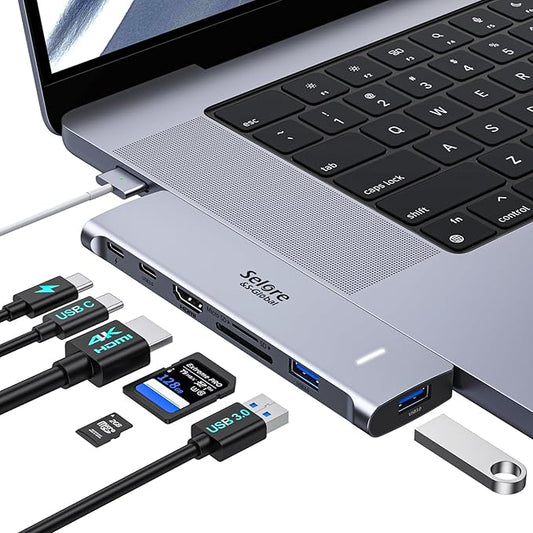 USB C Adapter HDMI Hub for MacBook Pro/Air M1 M2 M3 2024 2023 13" 15" 16",Mac USB Adapter 7-in-2, MacBook Accessories with HDMI,Thunderbolt 3, USB C and 2 A 3.0 Data Ports, microSD/SD Card Reader