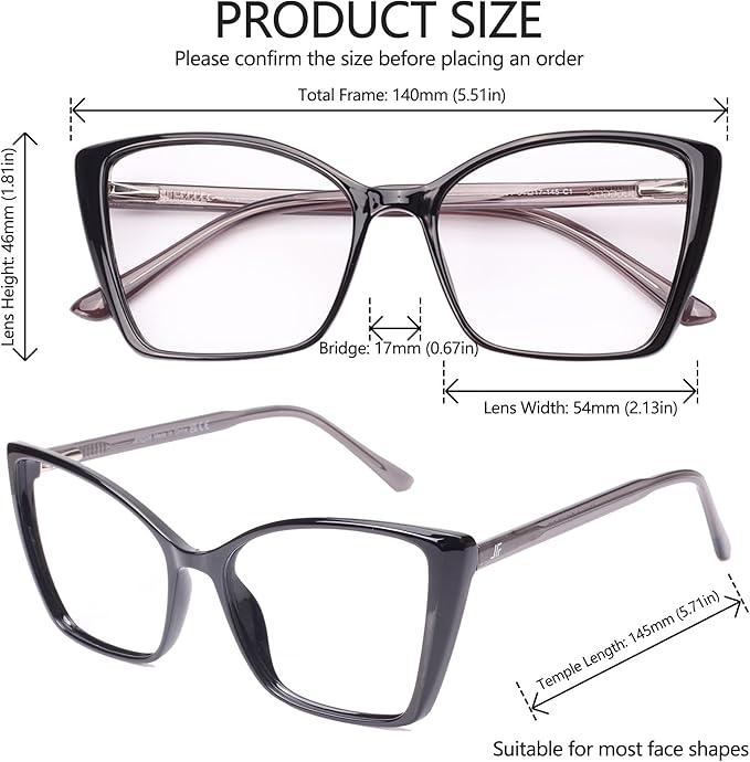 2 Pack Blue Light Blocking Glasses for Women, Oversized Trendy Cat Eye Computer Gaming Glasses Anti Glare & UV Glare RF6204 (Black + Coco Tortoise Cateye Frame)