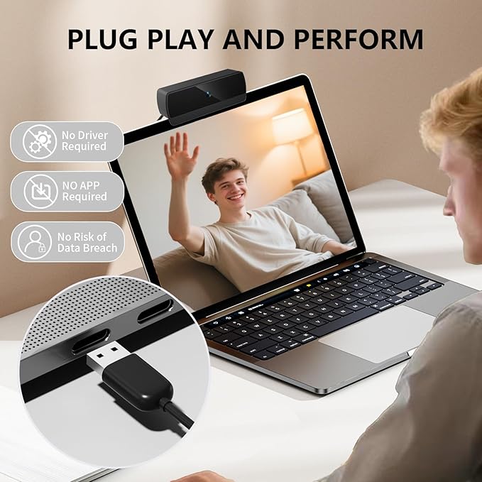 1080p Webcam for PC Laptop Desktop Computer, USB Webcam with Microphone, Streaming Camera, Plug & Play, for Meeting/Online Video Calls