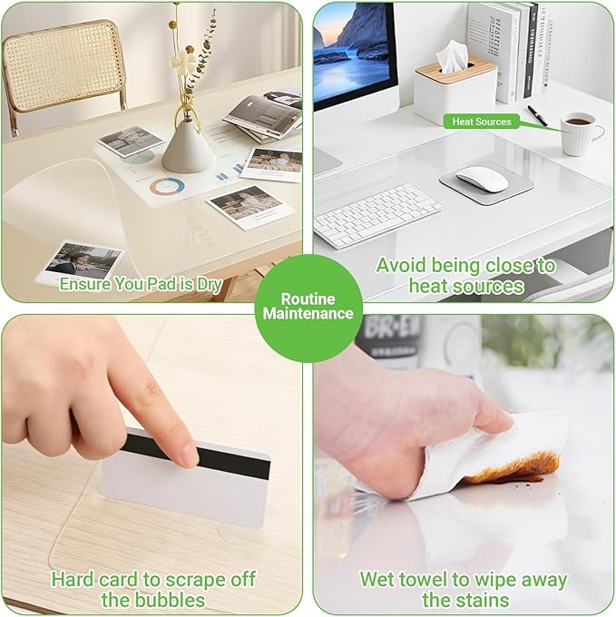 Clear Desk Mat Pad, Safe Round Edge, Water and Oil-Proof Durable, Clear Desk Protector mat for Home and Office(23.6 x 11.8 inches)