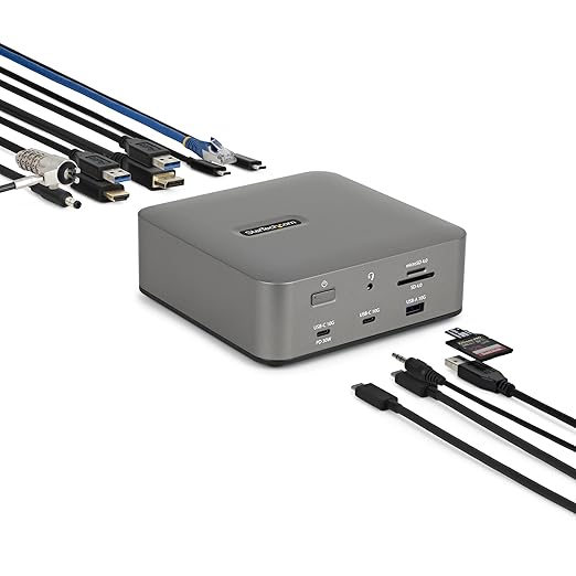 StarTech Thunderbolt 5 Dock, Dual 8K 60Hz, Triple 4K for Windows, Up to Dual 6K 60Hz for Mac - TB5 & USB4 Docking Station with 120Gbps max Transfer, 140W PD, 30W Phone, USB 10Gbps
