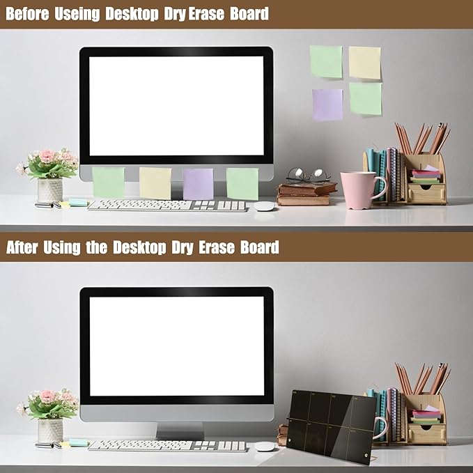 Black Acrylic Desktop Weekly Planner Whiteboard with Stand,Weekly Calendar Whiteboard for Desk-12 X6-Small,Dry Erase Weekly to Do List Board for Home Office School-ZMZL-B-1530