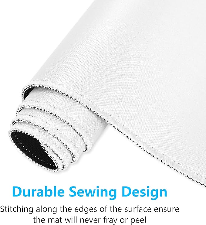 Dapesuom Large Gaming Mouse Pad, Extended Mouse Mat with Stitched Edges, Full Size Keyboard Pad with Non-Slip Base, Big XXL Computer Desk Mats for Gamer, Laptop, Office, 35.5 x 15.7in, Ivory White