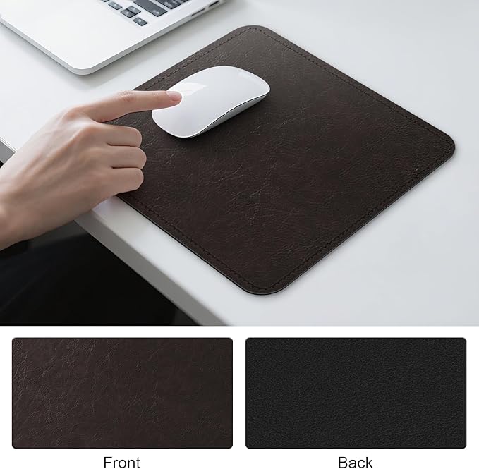 Imitation Crazy Horse Leather Desk Mat - Waterproof Desk Pad - Ideal for Large Mouse Pad and Desk Mats on Top of Desks (deep Coffe+Black, 11"*8")