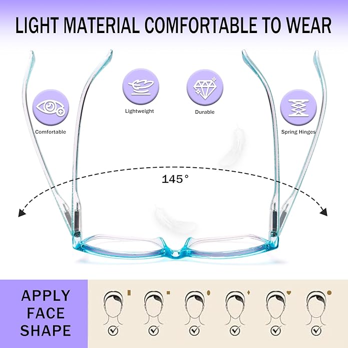 SIGVAN Ladies Reading Glasses Blue Light Blocking Spring Hinge Fashion Pattern Print Eyeglasses for Women