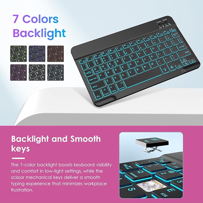 VIKESI Keyboard Case for iPad (A16,2025) 11th Generation/iPad 10th Generation Case (10.9" 2022),Premium Leather Smart Cover,Built-in Breathing Light,Function Row,Pencil Holder,Card Slots - Rose Red