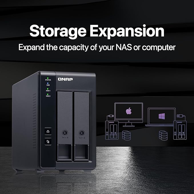 QNAP TR-002-A-US 2 Bay USB Type-C Direct Attached Storage (DAS) with Hardware RAID (Diskless)