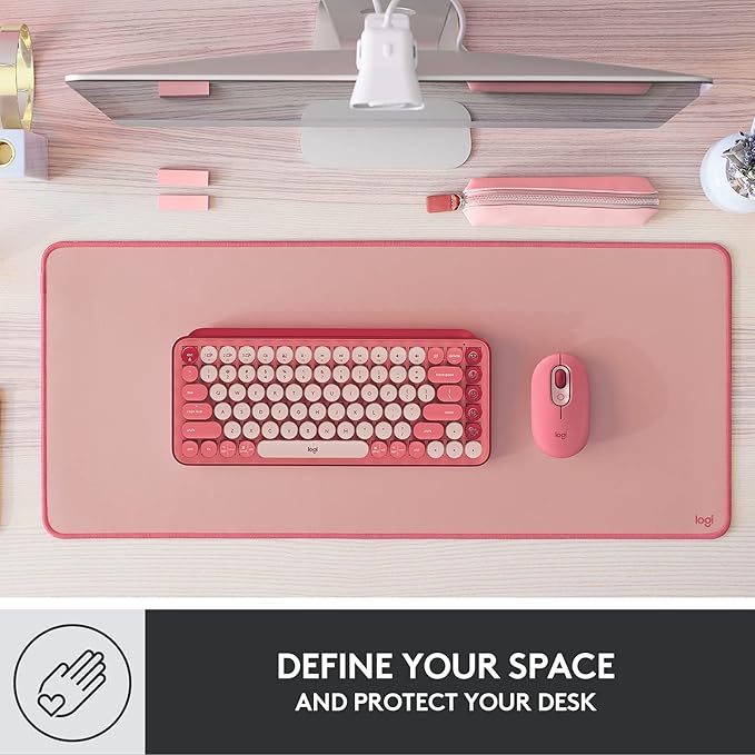 Logitech Desk Mat - Studio Series, Multifunctional Large Desk Pad, Extended Mouse Mat, Office Desk Protector with Anti-Slip Base, Spill-Resistant Durable Design, in Darker Rose
