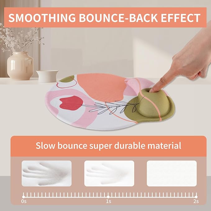 Mouse Pad Wrist Support Keyboard Wrist Rest Set, Ergonomic Mouse Pad with Non-Slip Base for Computer Laptop Home Office Coasters, Easy Typing & Pain Relief Mouse Mat (Plants)