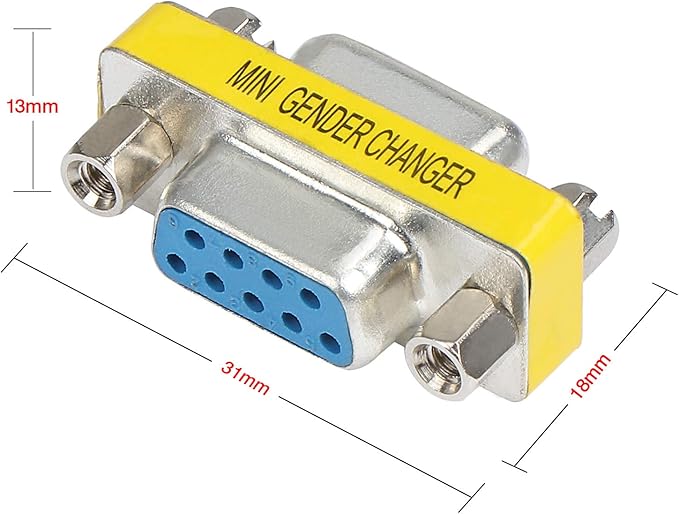 abcGoodefg 9 Pin DB9 Cable Gender Changer Female to Female VGA Gender Changers Coupler Adapter 10 Pack