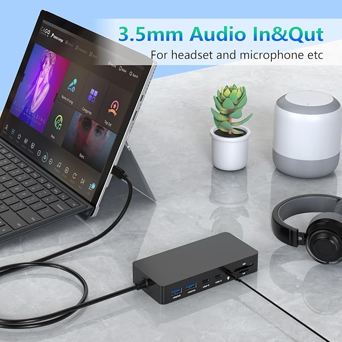 New Thunderbolt 4 Dock Dual HDMI+VGA with Power Adapter Compatible with Surface Pro 12/11/10/9/8/X/7+/7, Surface Laptop 7/6/5/4/3, Surface Go 4/3/2/1, Surface Laptop Go 3/2/1, Surface Book 3/2