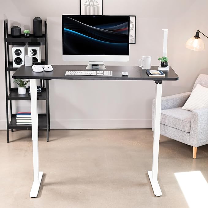 VIVO Electric 60 x 24 inch Stand Up Desk, Height Adjustable, Black Top White Frame, Home and Office Furniture Sets, DESK-KIT-W06B
